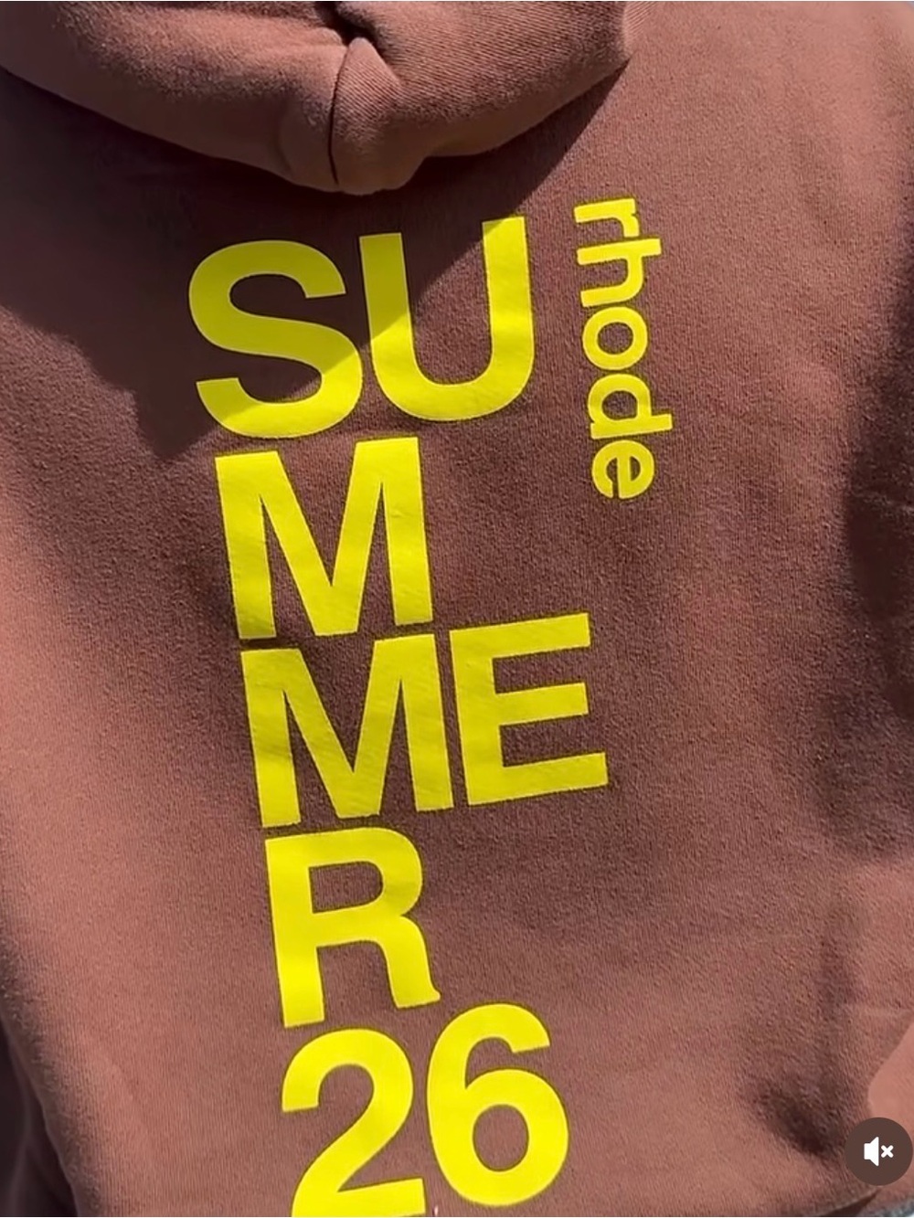 rhode skin Brown Hoodie Bodysuit with Neon Yellow 'SUMMER 26' Print